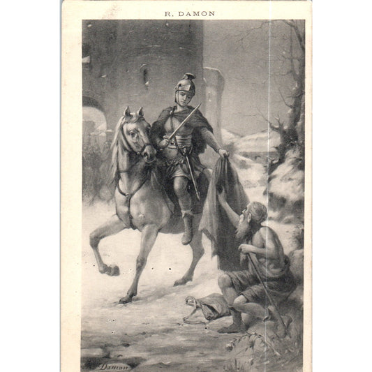 Saint Martin Partageant Son Manteau Original Postcard P1-15