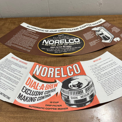 Set of 2 - 1970s Norelco Dial-a-Brew Coffee Maker 12 Cup Drip Filter Ephemera A2
