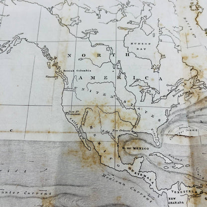 Original 1859 Civil War Map Great Currents and Drifts of the Ocean 13 x 23” FL1