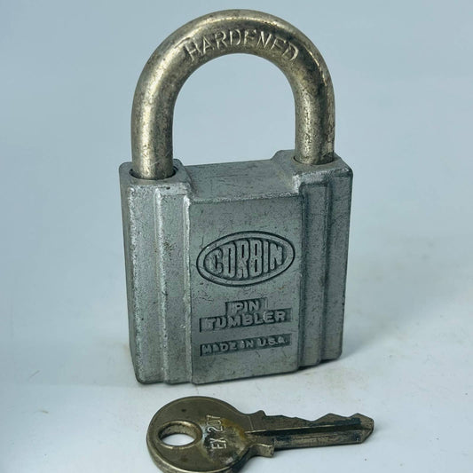Vintage Art Deco Corbin Pin Tumbler USA Lock Padlock With Key SA8-3