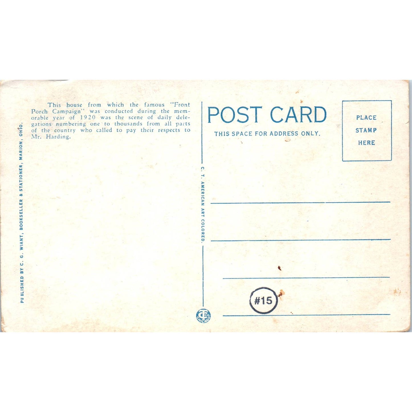 Vintage Postcard President Harding's Home & Museum Marion Ohio TD9