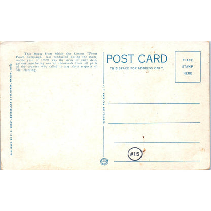 Vintage Postcard President Harding's Home & Museum Marion Ohio TD9