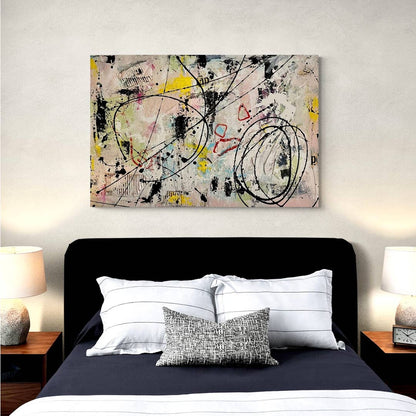 Original LARGE Mixed Media Abstract Art Painting 24x36" That’s Cap w/ COA