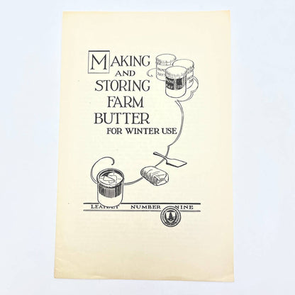 1927 Making & Storing Farm Butter for Winter Use Dept of Agriculture Leaflet AB7