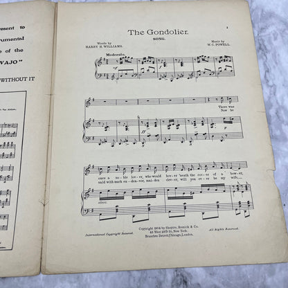 1904 THE GONDOLIER SONG by W C Powell Antique sheet music Whitney Warner V41-2