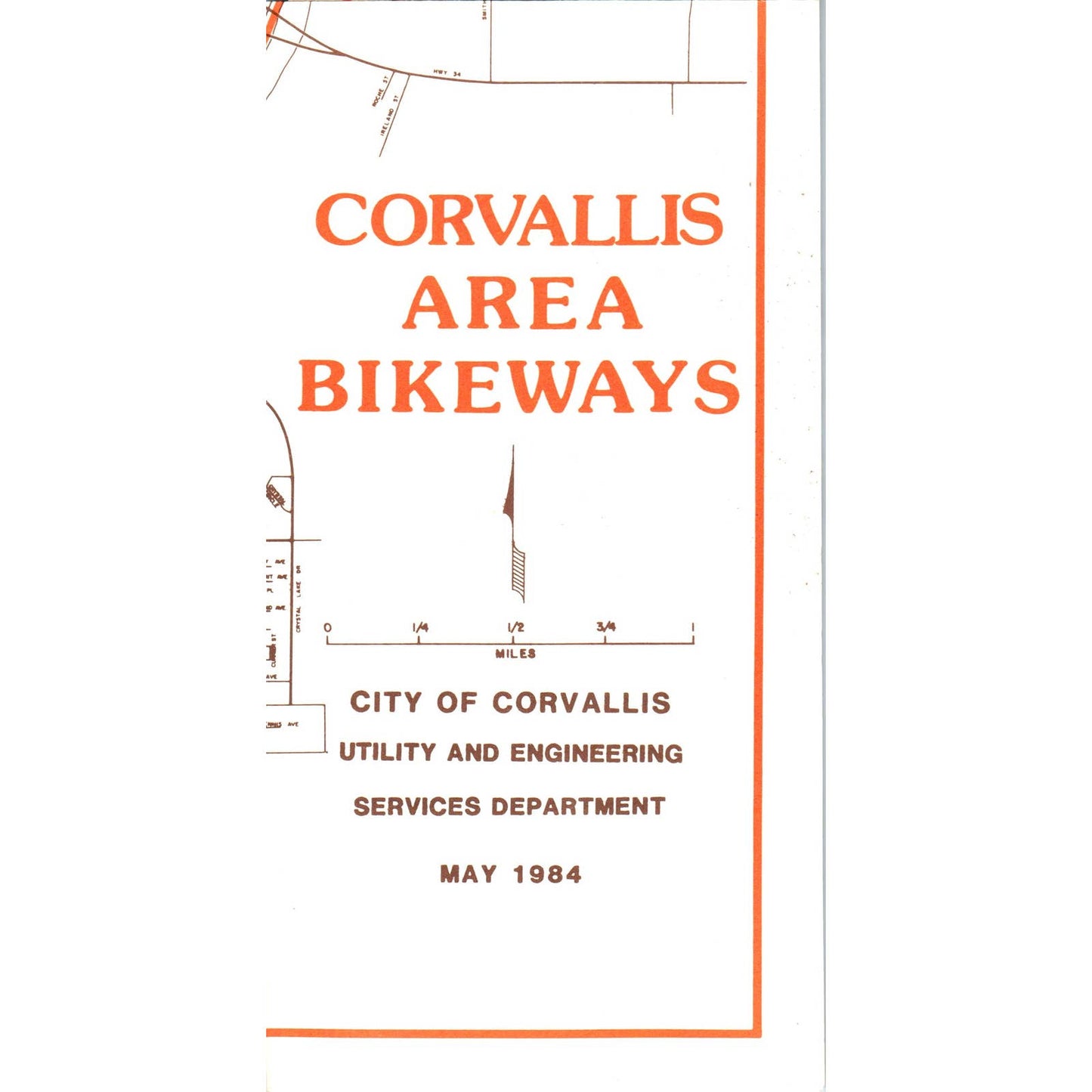 1980s Corvallis Oregon "Corvallis Area Bikeways" Fold Out Map Brochure SF3