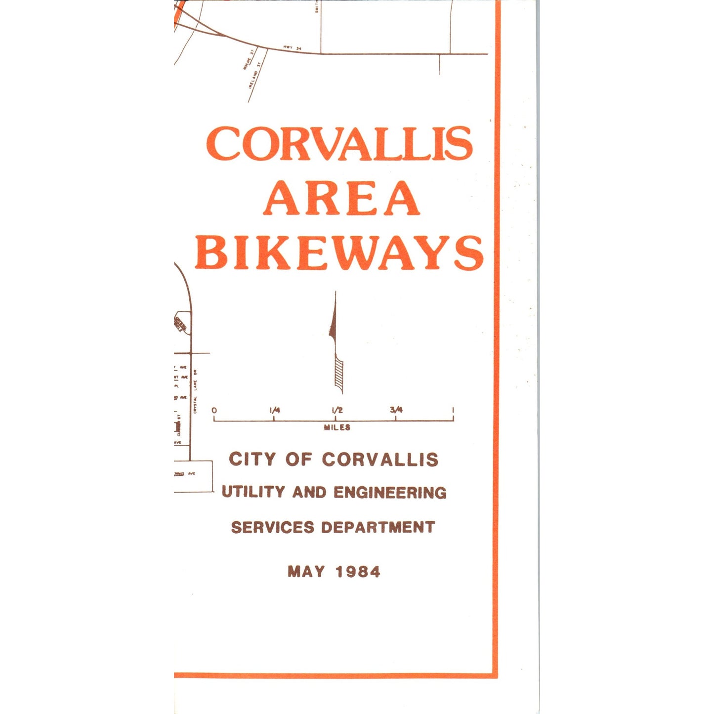 1980s Corvallis Oregon "Corvallis Area Bikeways" Fold Out Map Brochure TH2-SF2