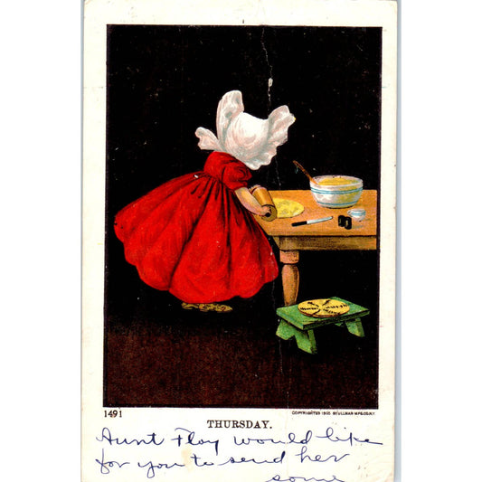 Sunbonnet Girl Days of the Week Ullman Thursday 1907 Original Postcard TK1-27