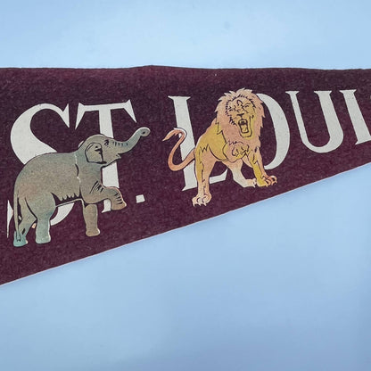 1940s St. Louis Zoo Missouri Souvenir Felt Pennant 24” TF5