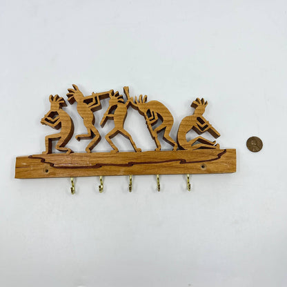 Wood Scroll Folk Art Kokopelli Wall Mount Key Holder TE6