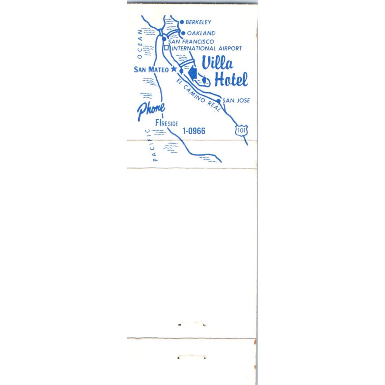 Villa Hotel San Mateo California Advertising Matchbook Cover SA9-M10