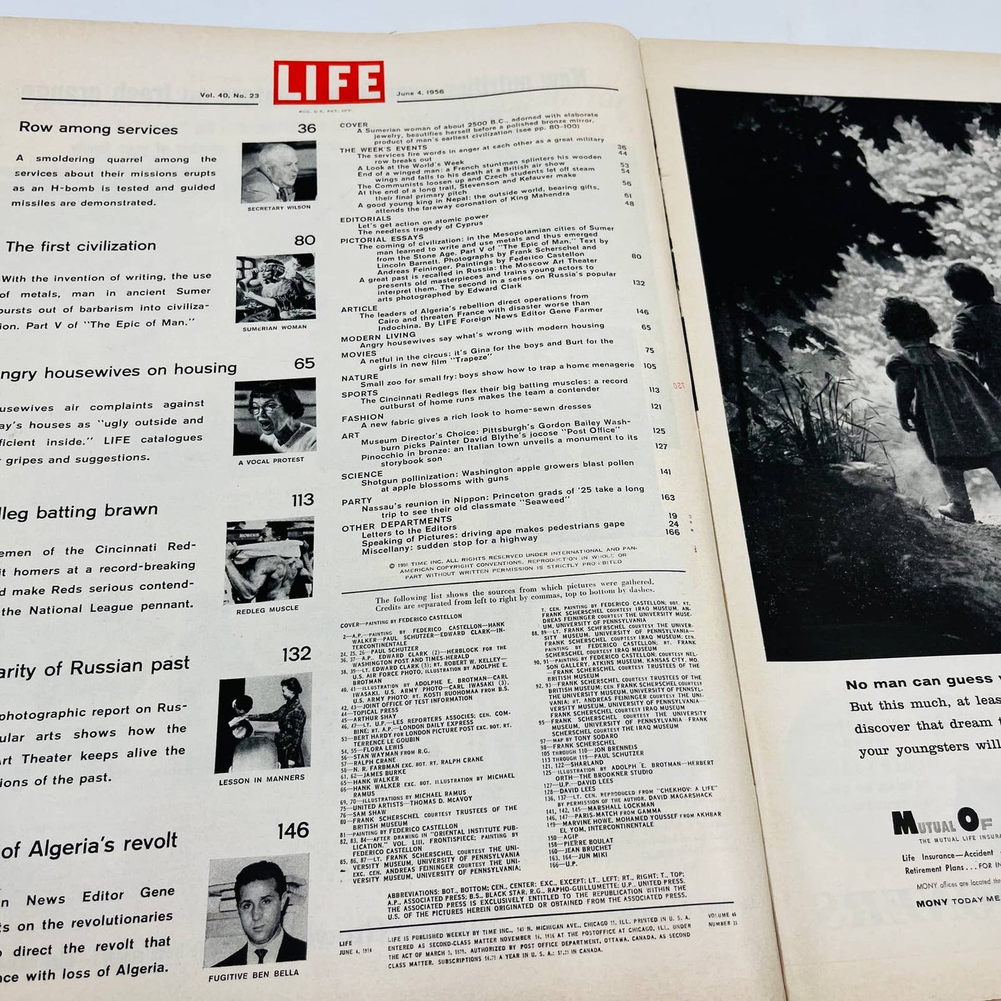 Life Magazine-June 4,1956 First Civilization;Cincinnati Reds; Great Ads TA4