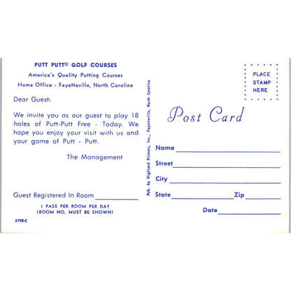 Putt-Putt Golf Courses Fayetteville North Carolina Original Postcard TK1-23