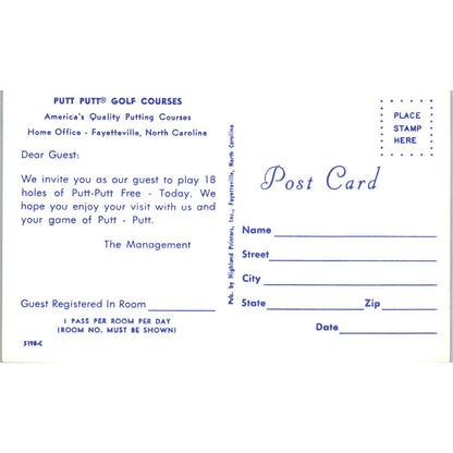 Putt-Putt Golf Courses Fayetteville North Carolina Original Postcard P2-9