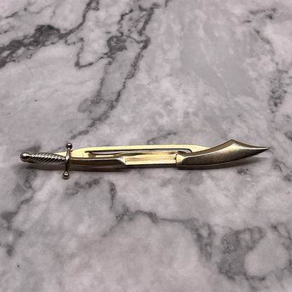 Swank Gold Tone Pommel Scimitar Sword Cutlass Rapier Tie Clip Bar Clasp SA2