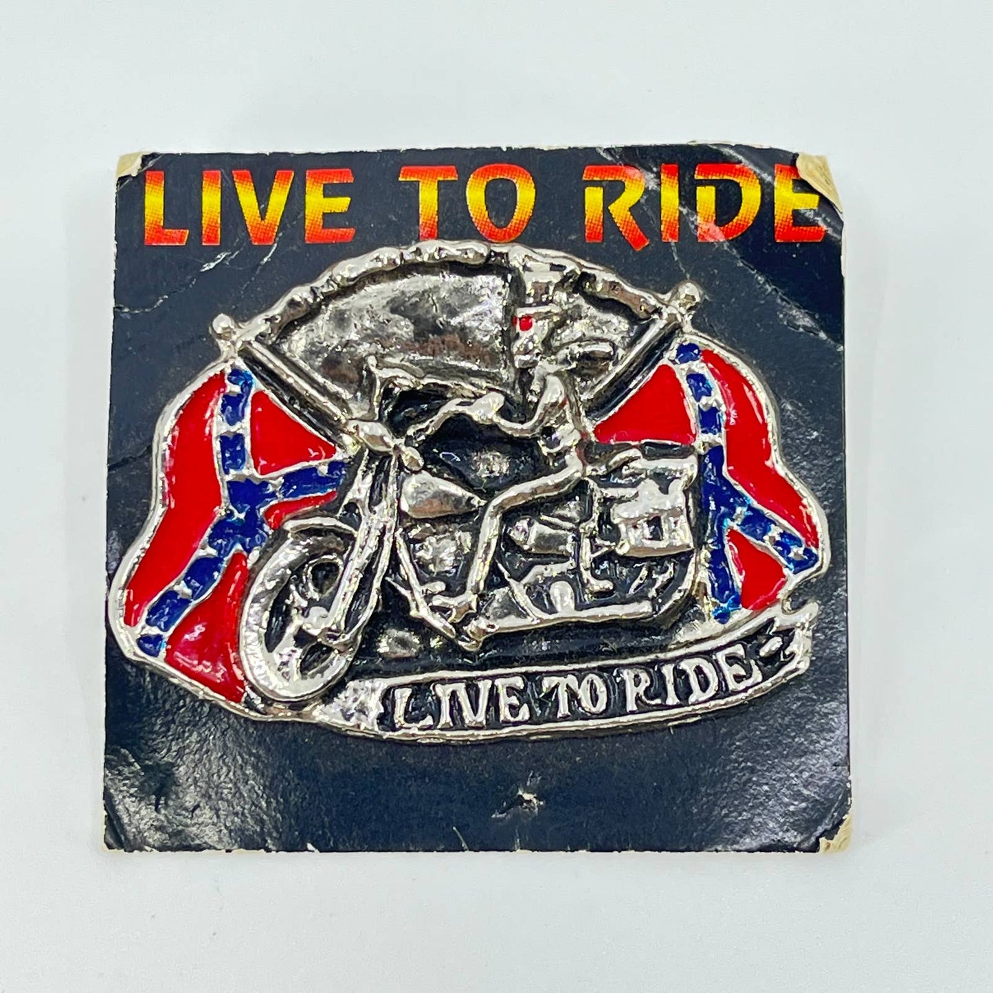Vintage Live to Ride Biker Skeleton Motorcycle Pinback Button SD1