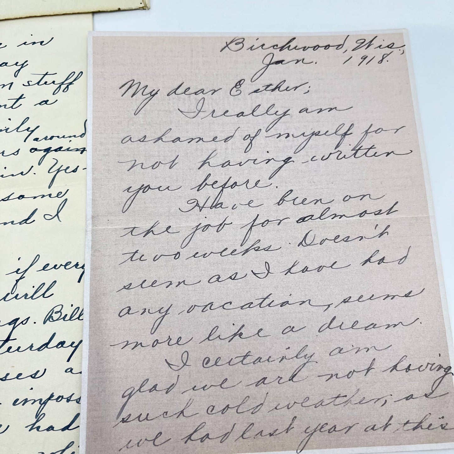 1918-19 Handwritten Letters & Envelopes Drummond WI Esther Anderson AB2