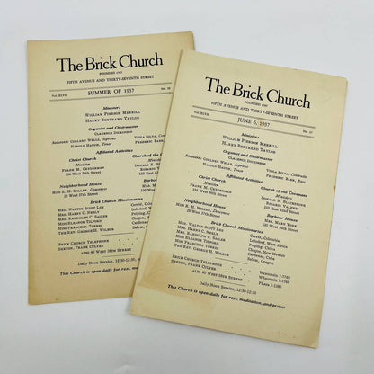 1937 The Brick Church New York Program Lot of 2 D6