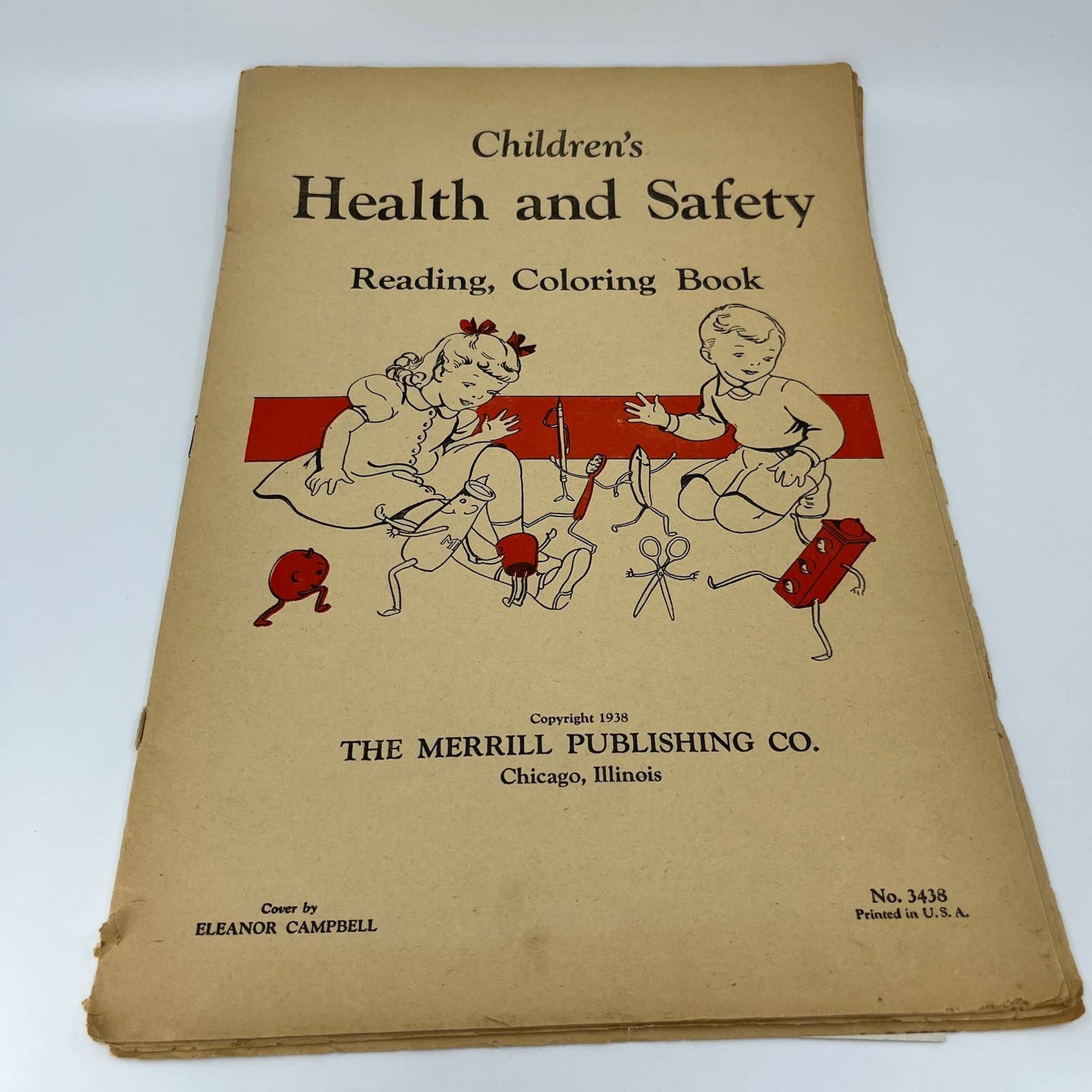 1938 Jumbo Children’s Health and Safety Reading, Coloring Book Merrill TB4