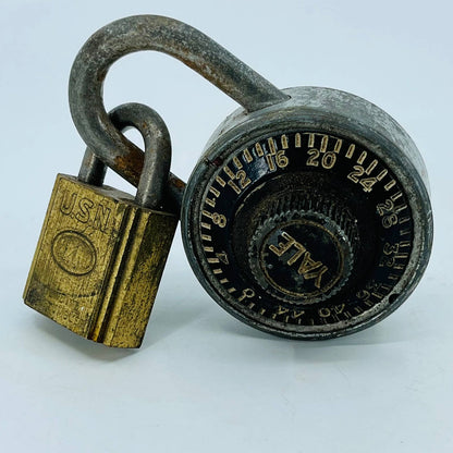 Set of 2 Vintage Locks Combination Padlock YALE USN IL CO NO KEYS TC2