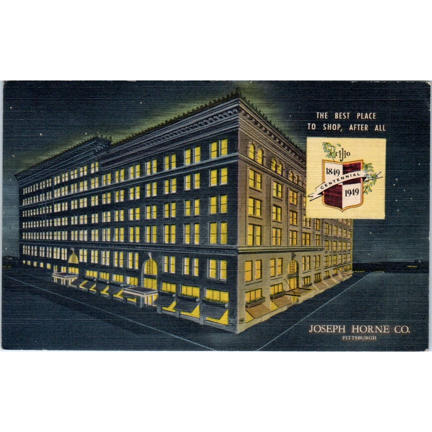 Vintage Postcard Joseph Horne Co. At Night Pittsburgh PA TD8-P2