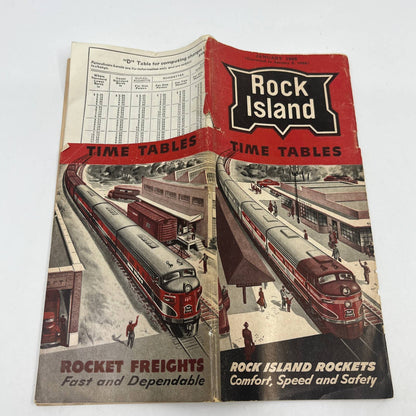 1955 Rock Island Railway Railroad Time Table Brochure "Rock Island Rockets" TG6