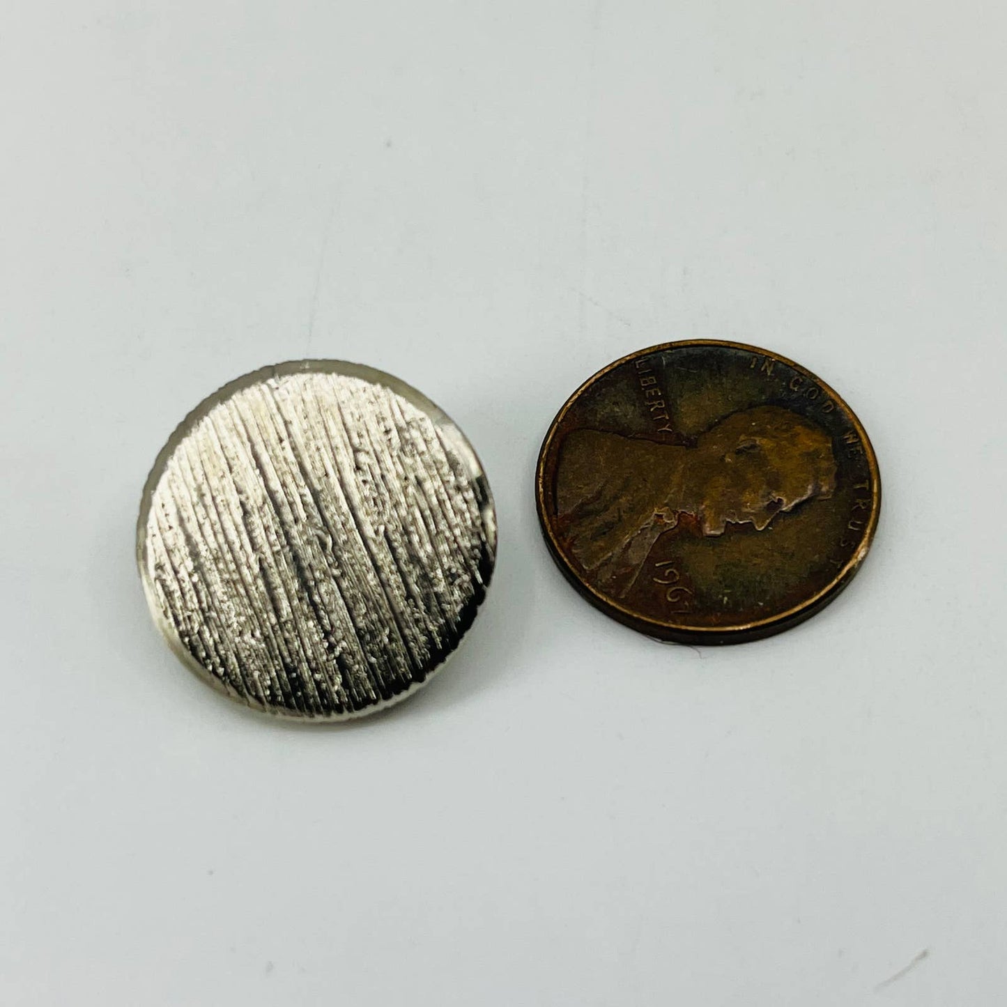 Vintage Lot of 3 Buttons Brushed Bark Silver Tone Coin Style SB7