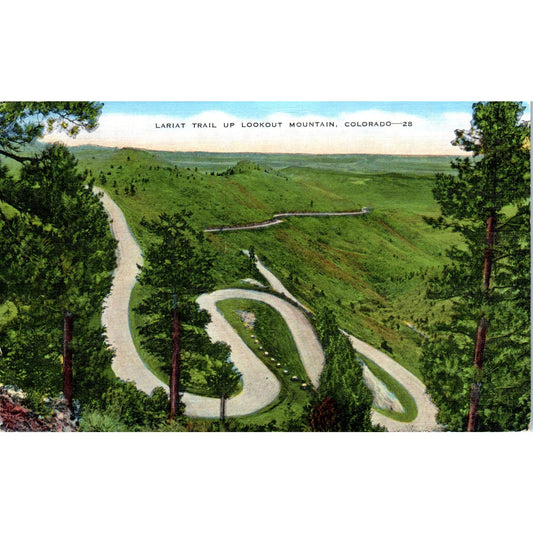 Lariat Trail on Lookout Mountain Colorado Original Postcard P1-13