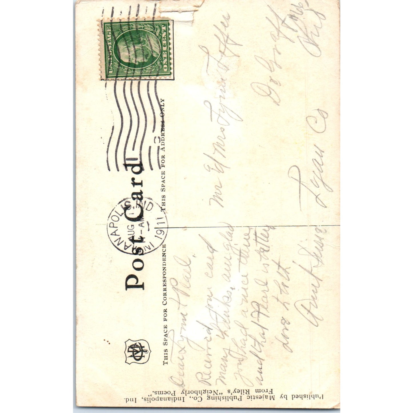 The Old Swimmin Hole James Whitcomb Riley Poem 1911 Original Postcard P2-7