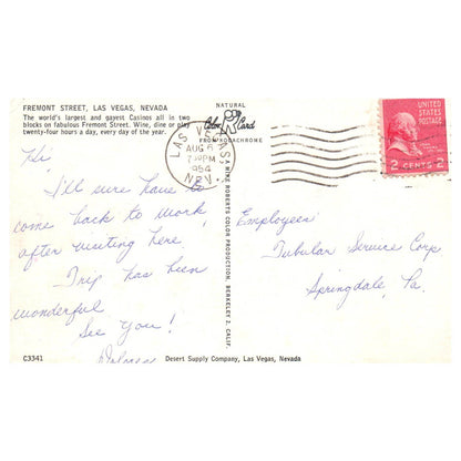 Vintage Postcard - Fremont Street Las Vegas Nevada 1954 TJ6-1