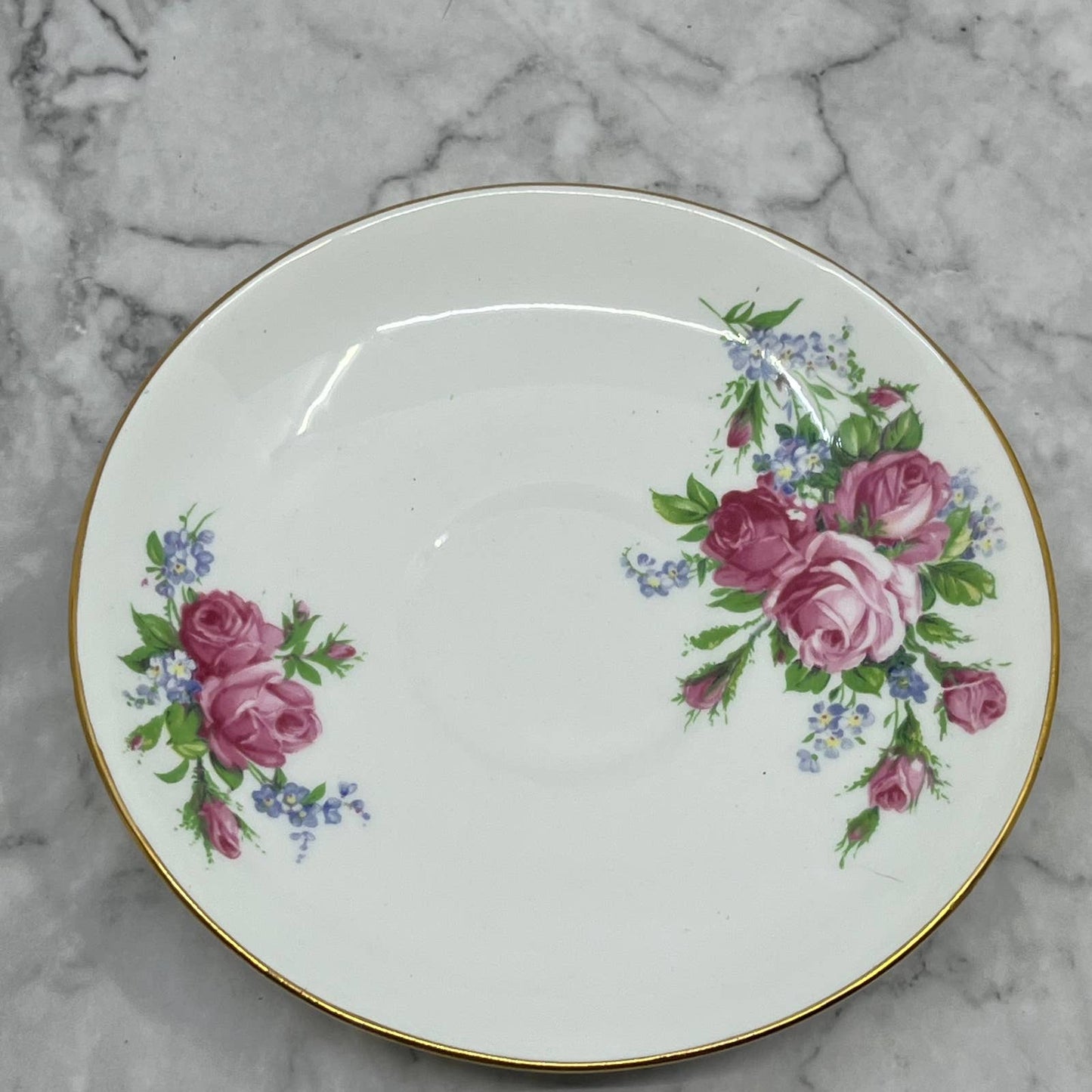 Vintage Clare Bone China Teacup & Saucer Set - Pink Roses Floral TA7