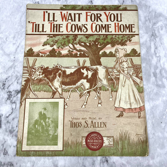 I'll Wait For You Till The Cows Come Home Thos. S Allen 1911 Sheet Music TK2-SM2