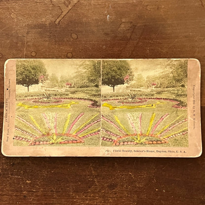 Floral Beauty Soldier's Home Dayton OH Tinted 1892 Antique Stereoview H2-6