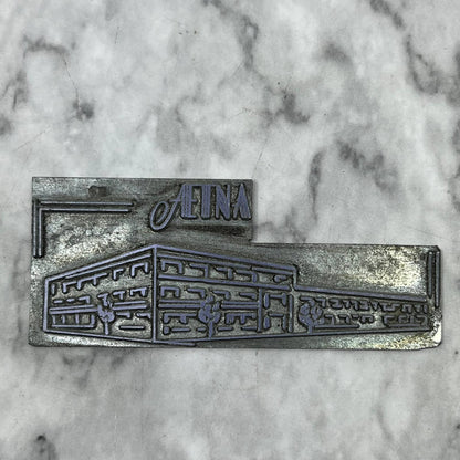 Vintage Printing Letterpress Printers Block Plate Aetna Building TJ59
