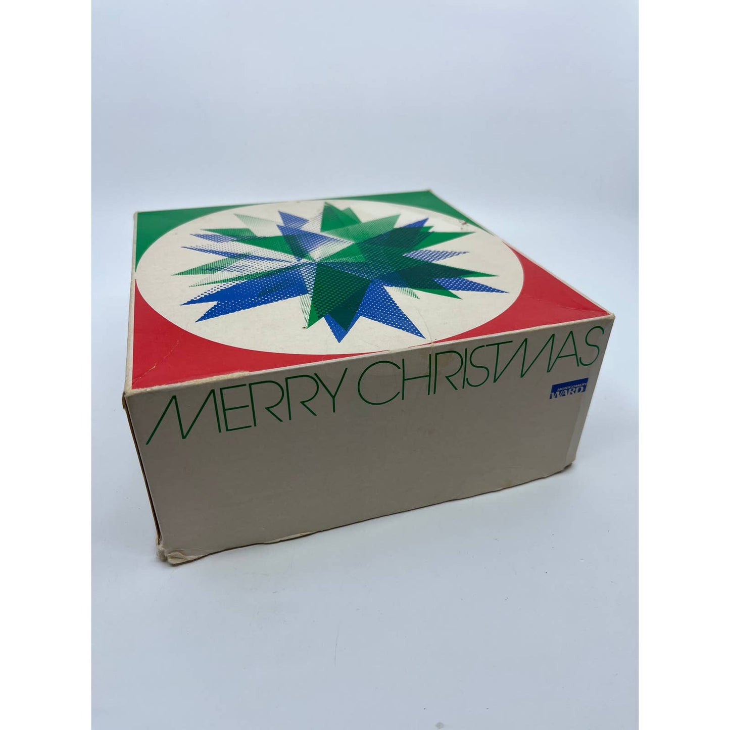 Vintage Montgomery Wards Christmas Gift Box 8 x 8 x 3 1/2” TE4