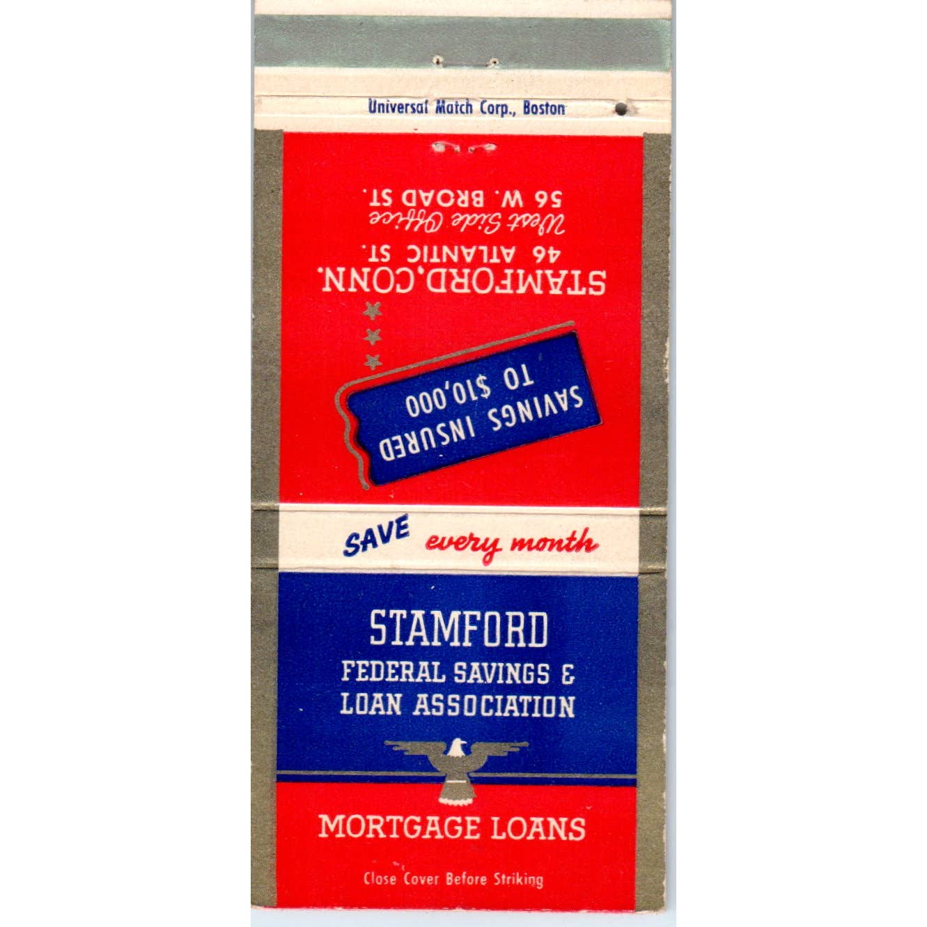 Fred E. Ford Mortgage Stamford CT Advertising Matchbook Cover SA1-M6