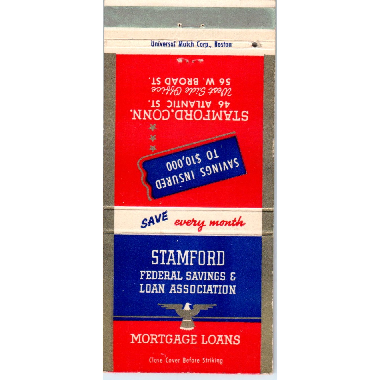 Fred E. Ford Mortgage Stamford CT Advertising Matchbook Cover MM9-7