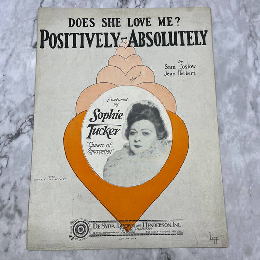 Vintage Sheet Music 1927 Does She Love Me? Positively-Absolutely Sam Coslow TI1
