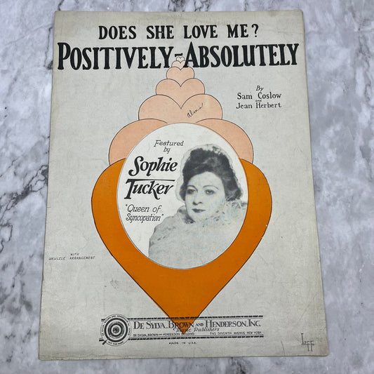 Vintage Sheet Music 1927 Does She Love Me? Positively-Absolutely Sam Coslow V39-3