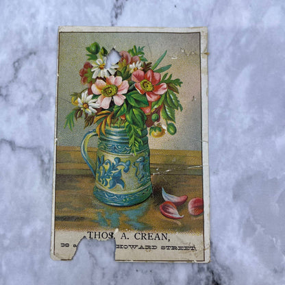 1880s Victorian Trade Card Thomas A. Crean China Glassware Baltimore MD EA4