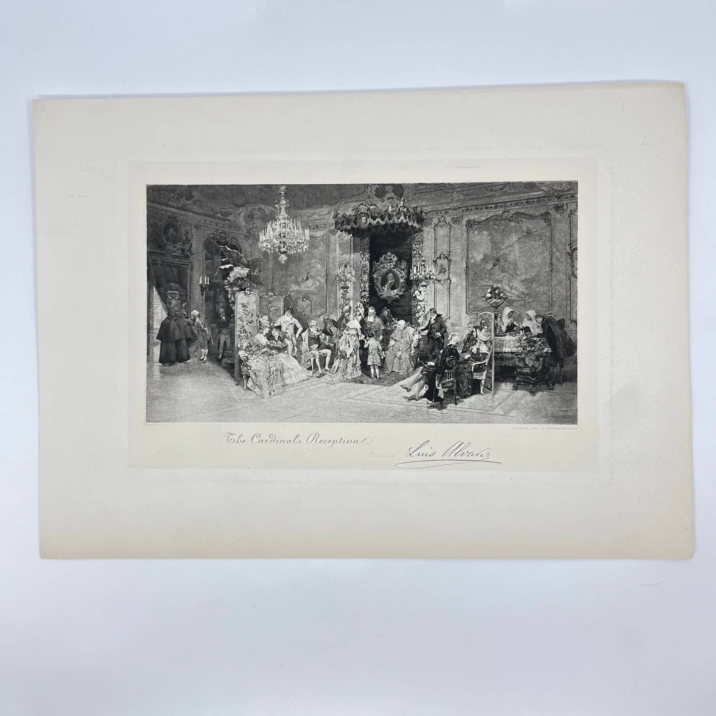 Victorian Art Print Engraving The Cardinal’s Reception Luis Alvarez FL3