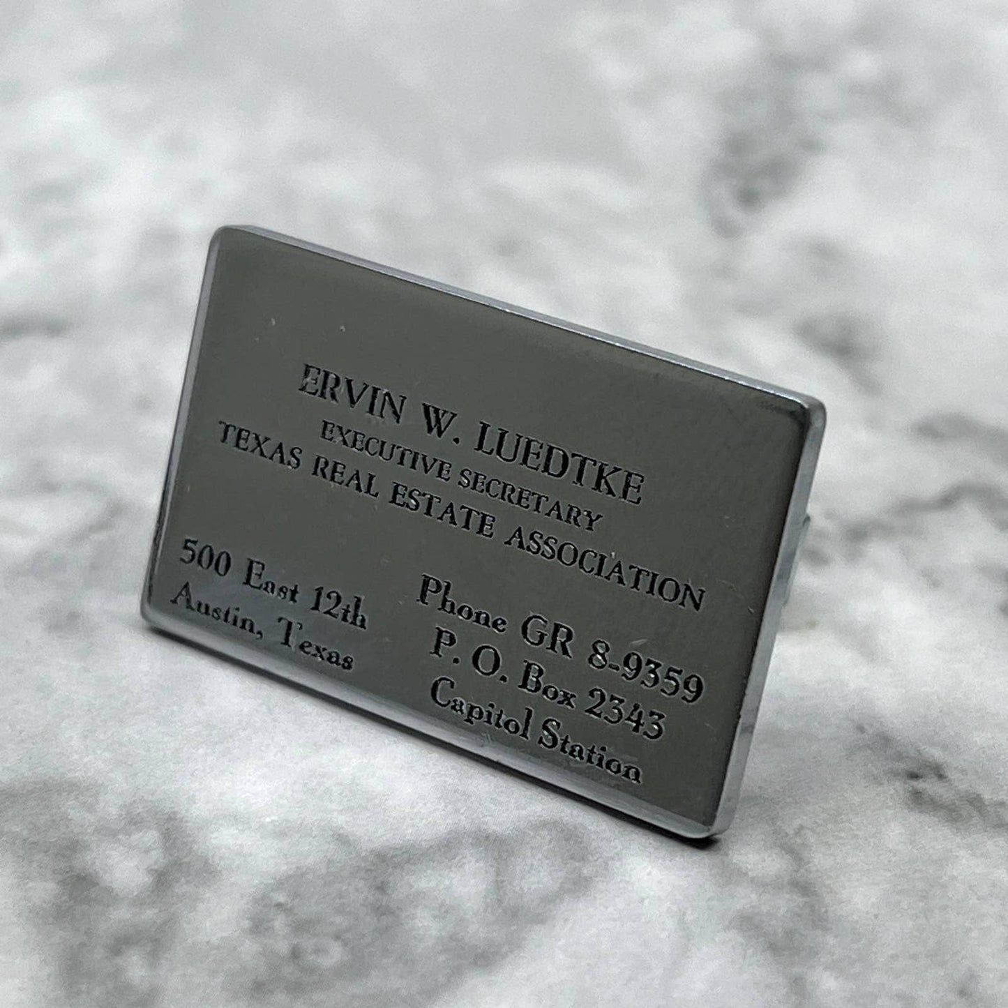 Vtg SINGLE Cufflink Ervin W. Luedtke Texas Real Estate Association Austin SA2