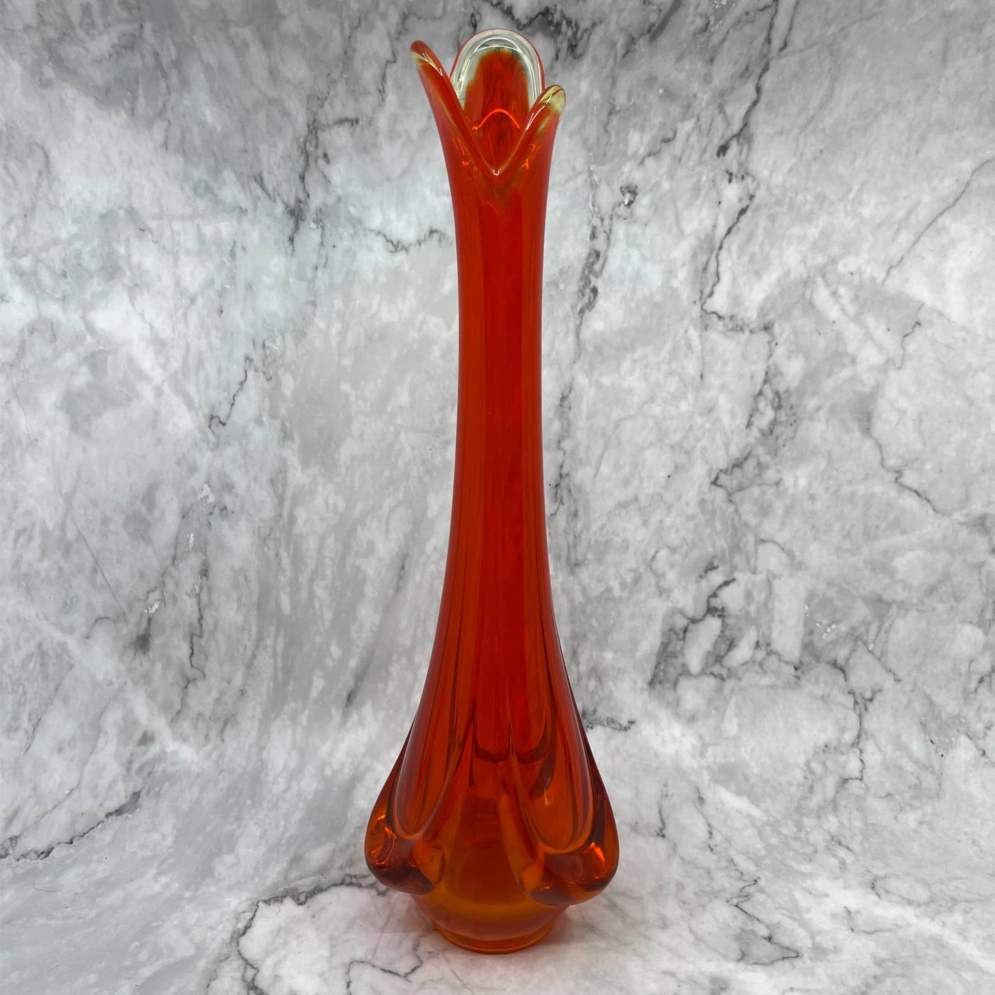 Viking PERSIMMON AMBERINA Art Glass 13” SWUNG VASE Epic Drape Stretch TJ3