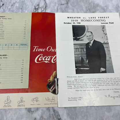 1948 Homecoming Football Game Program Wheaton College vs Lake Forest College TH1